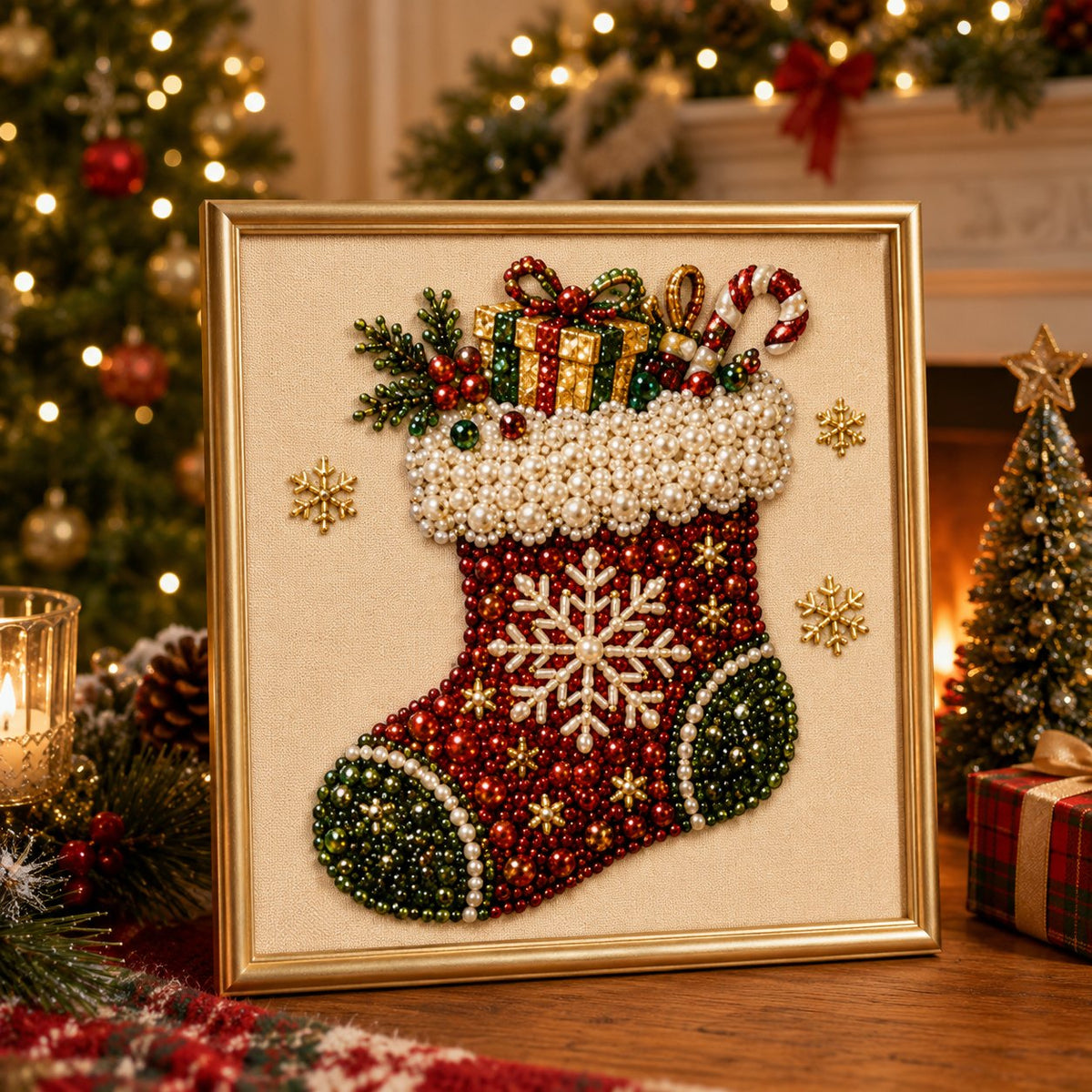 ✨ 3D Pearl Diamond Painting Kit – DIY Holiday Wall Art & Home Decoration Craft 🎨