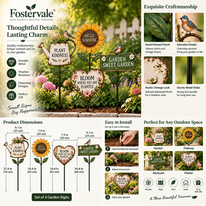 Fostervale® Rustic Garden Sign Collection (Set of 4)