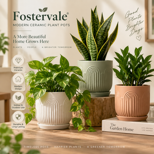 Fostervale® Modern Ceramic Plant Pots (Set of 3)