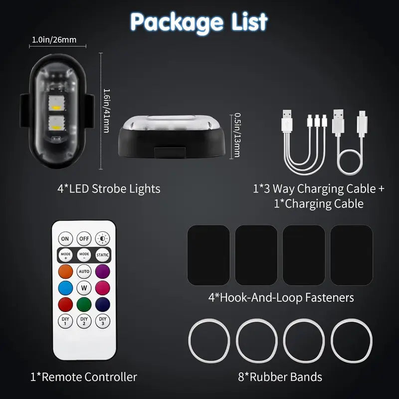 Rechargeable RGB LED Strobe Lights with Wireless Remote