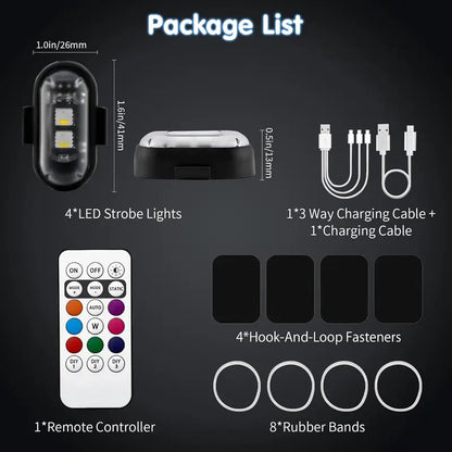 Rechargeable RGB LED Strobe Lights with Wireless Remote