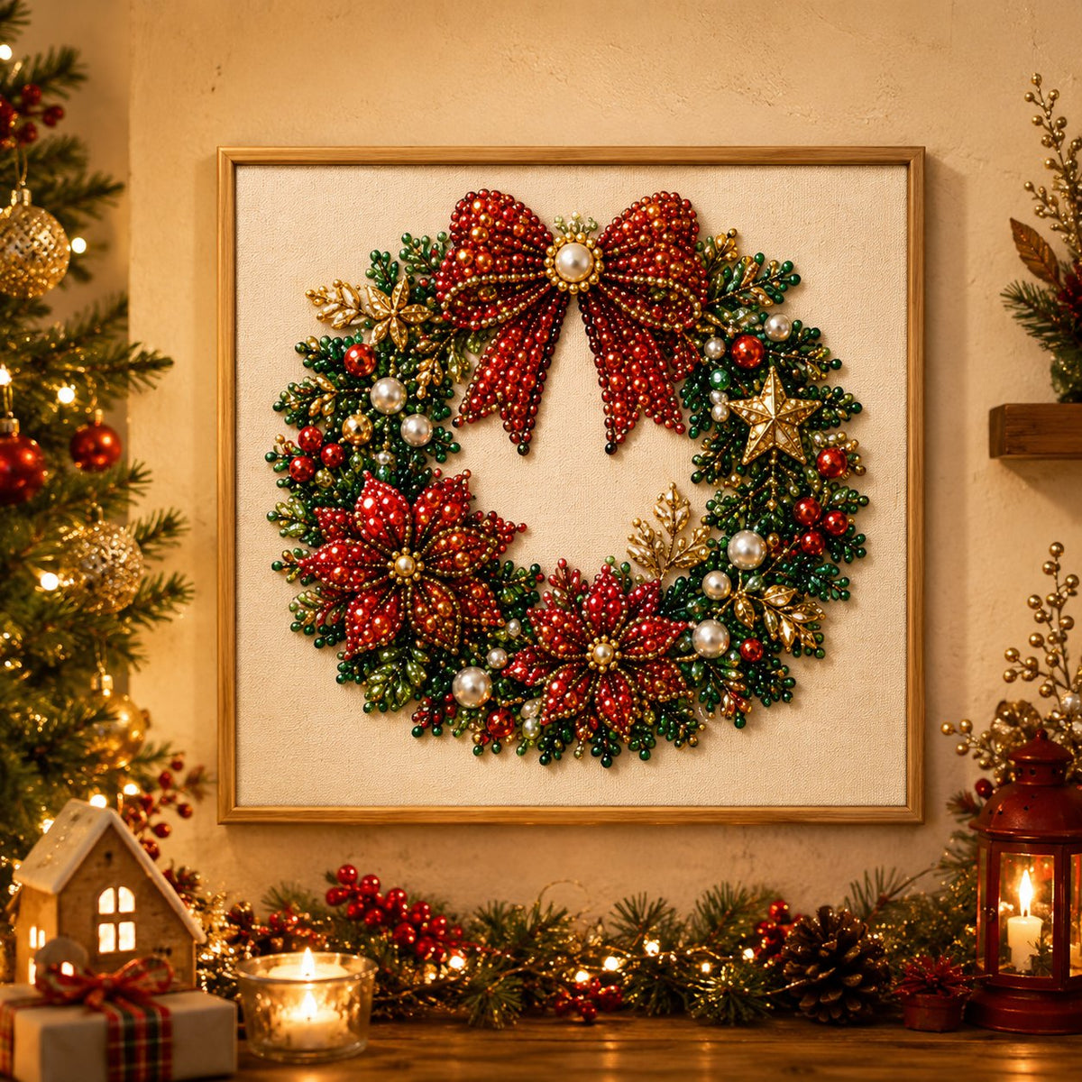 ✨ 3D Pearl Diamond Painting Kit – DIY Holiday Wall Art & Home Decoration Craft 🎨