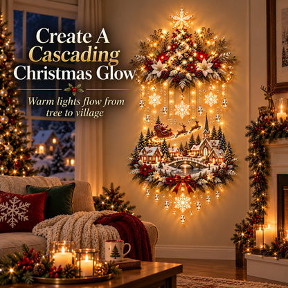 🎄✨ Christmas Village Glow | Lighted Tree & Town Wall Hanging