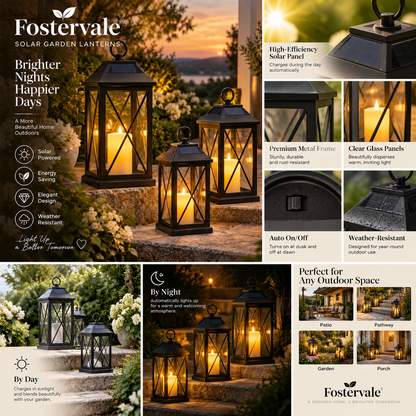 Fostervale® Solar Garden Lanterns (Set of 3)
