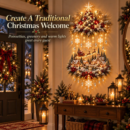 🎄✨ Christmas Village Glow | Lighted Tree & Town Wall Hanging
