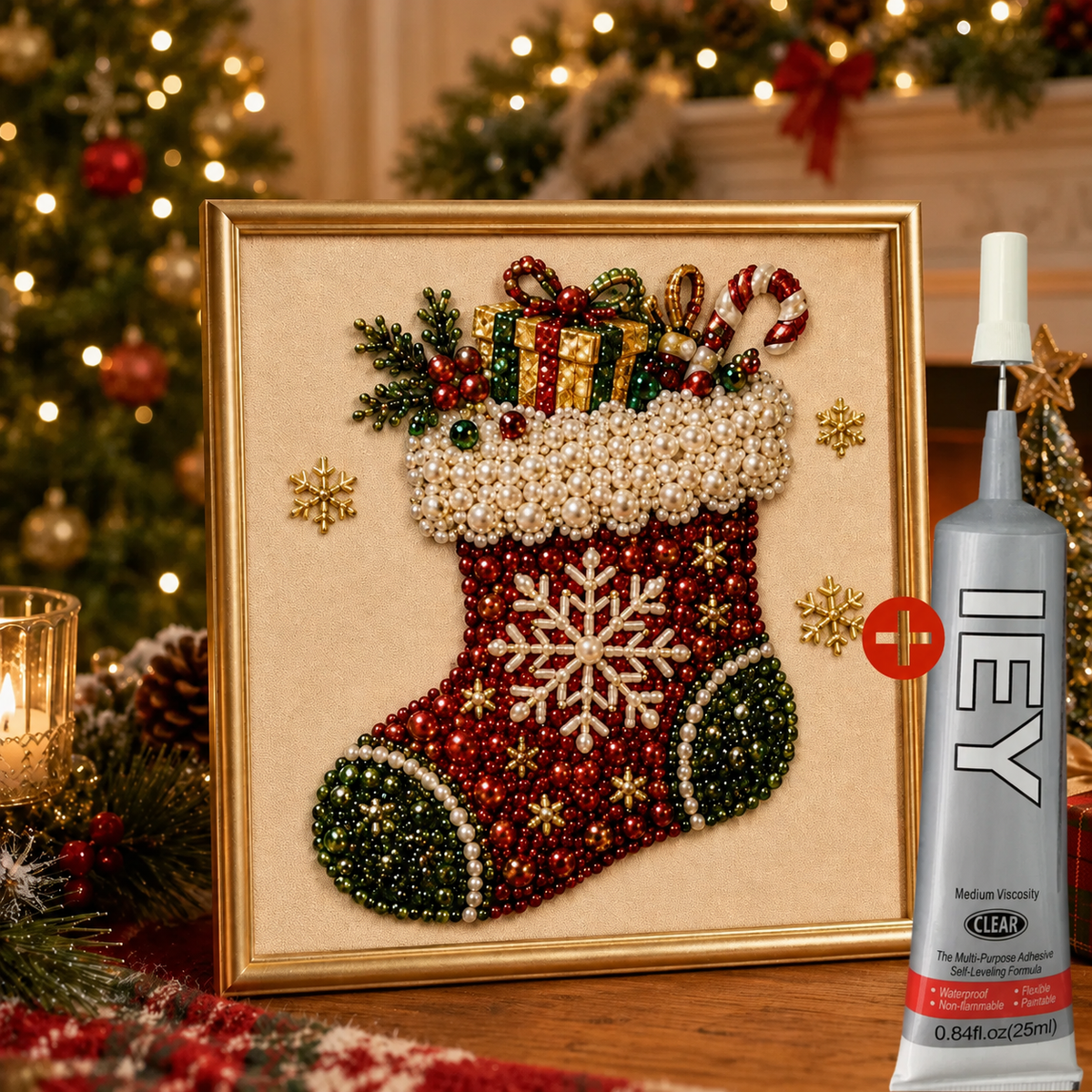 ✨ 3D Pearl Diamond Painting Kit – DIY Holiday Wall Art & Home Decoration Craft 🎨
