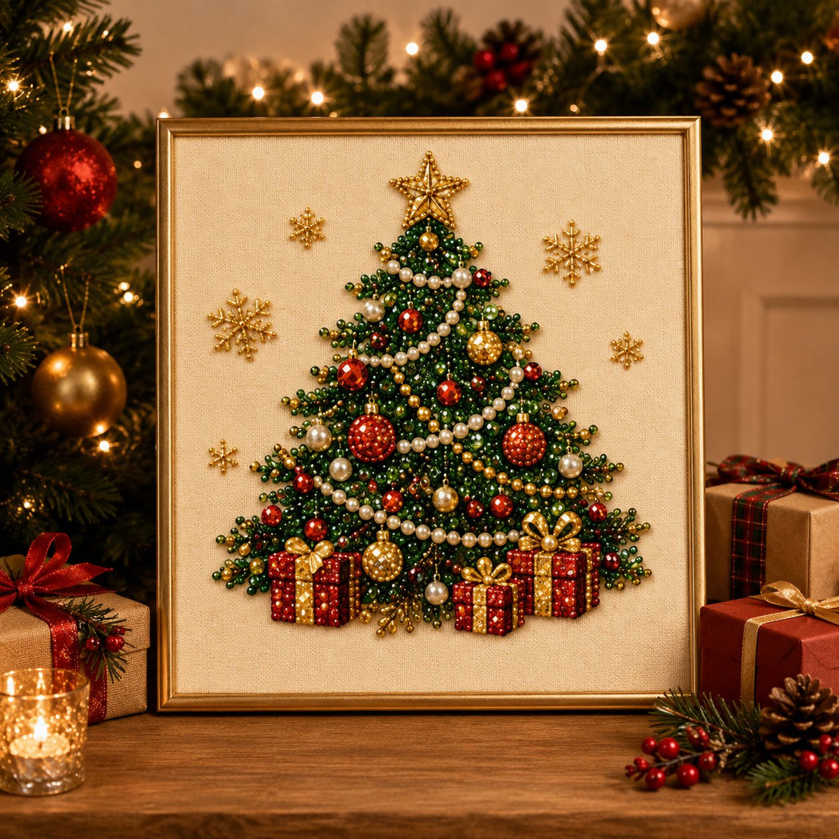 ✨ 3D Pearl Diamond Painting Kit – DIY Holiday Wall Art & Home Decoration Craft 🎨