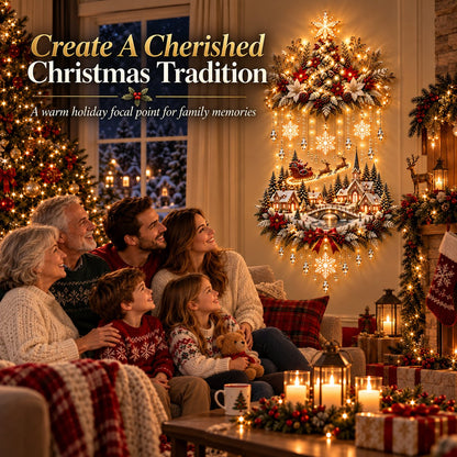 🎄✨ Christmas Village Glow | Lighted Tree & Town Wall Hanging