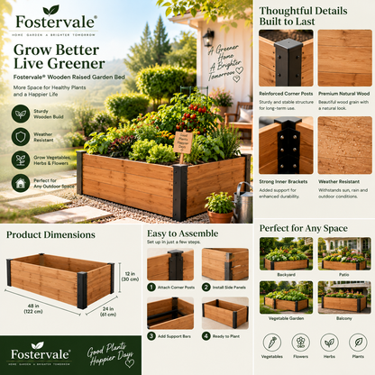 Fostervale® Wooden Raised Garden Bed