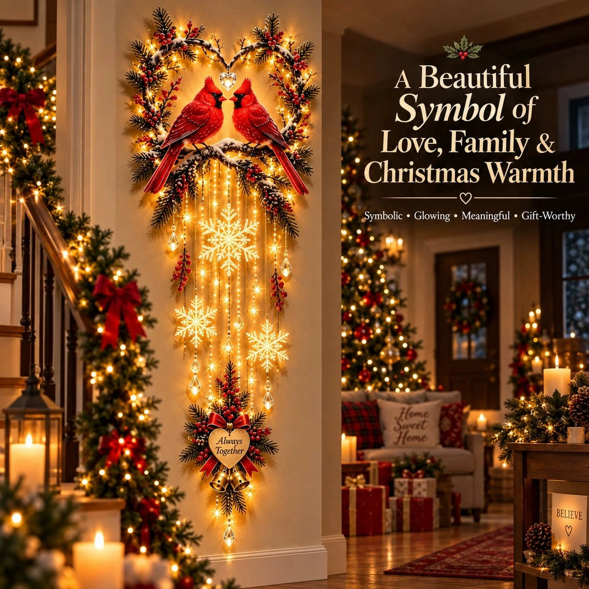 🎄✨ Christmas Village Glow | Lighted Tree & Town Wall Hanging