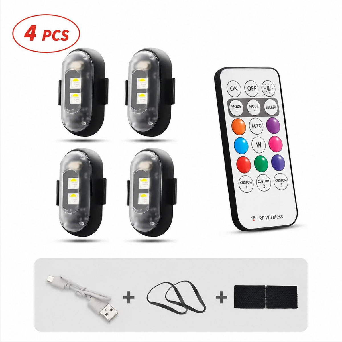 Rechargeable RGB LED Strobe Lights with Wireless Remote