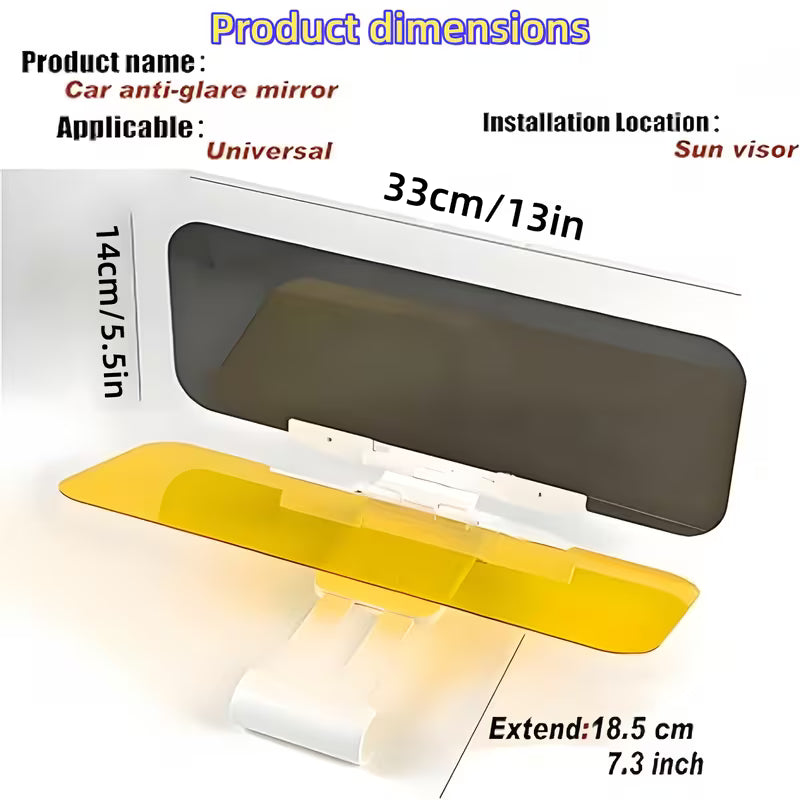 2-in-1 Car Sun Visor Extender, Day/Night Dual-Use Adjustable Angle Anti-Glare Sunshade, High-Definition UV Protection Windshield Sun Visor, Designed for SUVs/Pickups/MPVs and Most Vehicle Models, Night Driving Anti-Glare Goggles, Sun Protection Visor