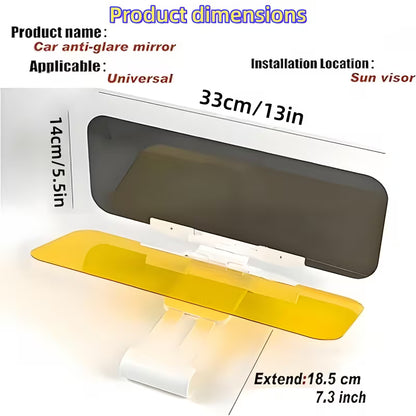 2-in-1 Car Sun Visor Extender, Day/Night Dual-Use Adjustable Angle Anti-Glare Sunshade, High-Definition UV Protection Windshield Sun Visor, Designed for SUVs/Pickups/MPVs and Most Vehicle Models, Night Driving Anti-Glare Goggles, Sun Protection Visor