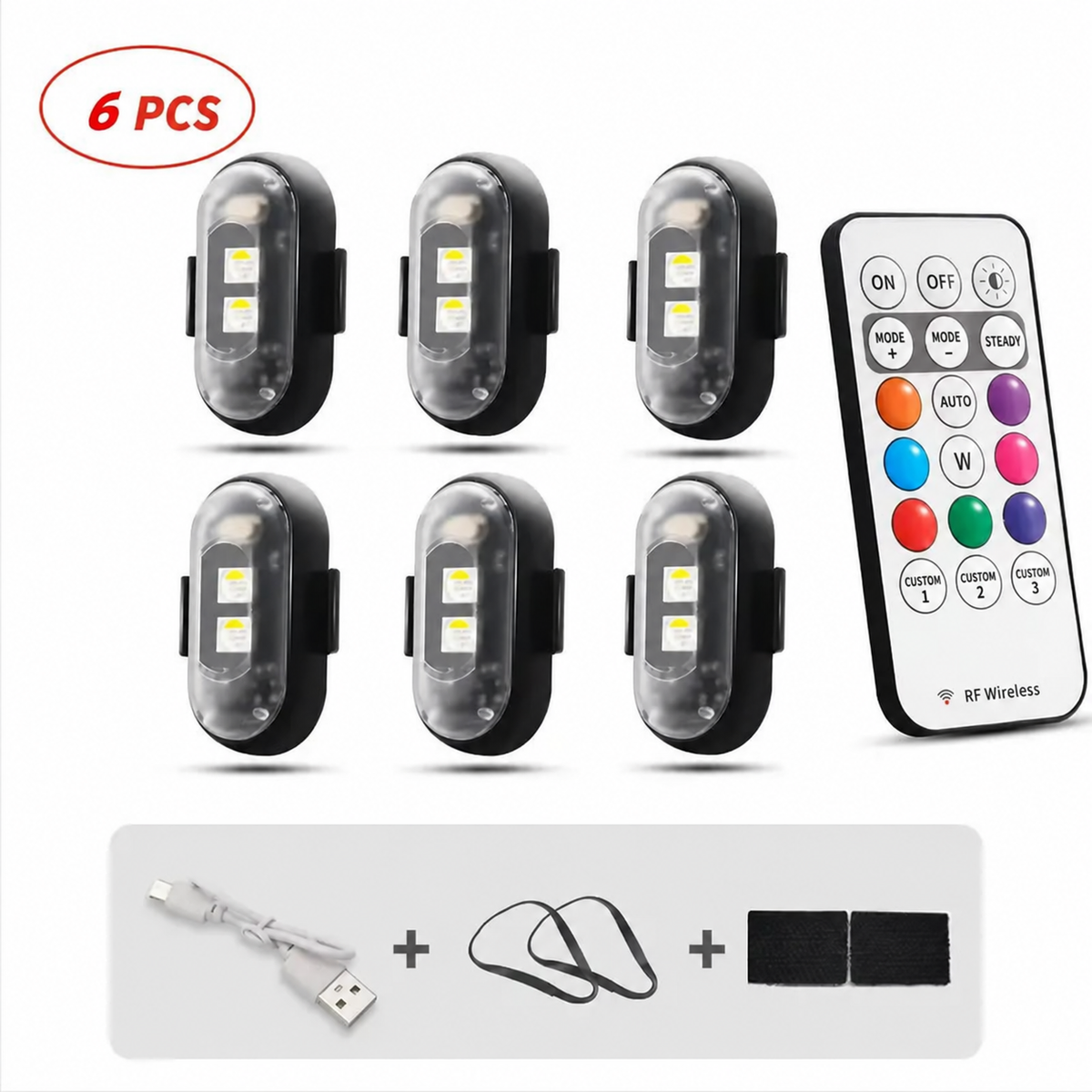 Rechargeable RGB LED Strobe Lights with Wireless Remote