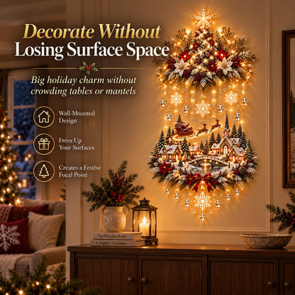 🎄✨ Christmas Village Glow | Lighted Tree & Town Wall Hanging