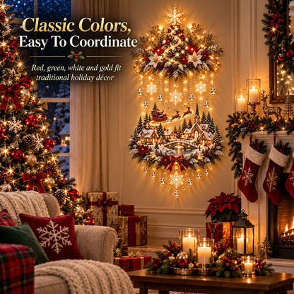 🎄✨ Christmas Village Glow | Lighted Tree & Town Wall Hanging